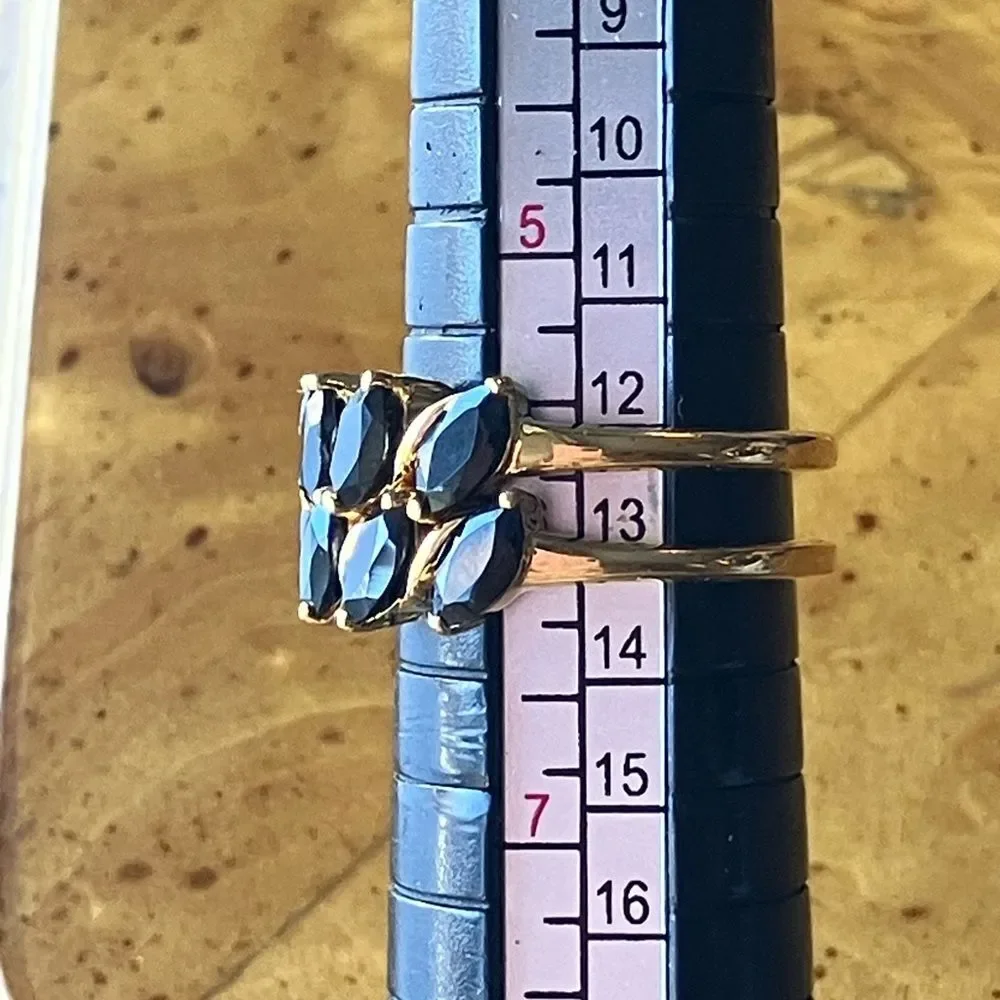 Natural Black Spinel Sterling Silver Stackable Ring Set Size 6